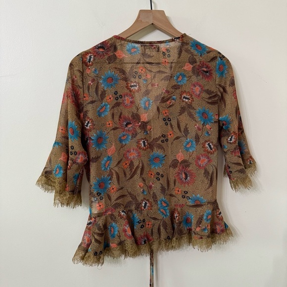 MOLLY BRACKEN sheer floral blouse - size small - Picture 3 of 7